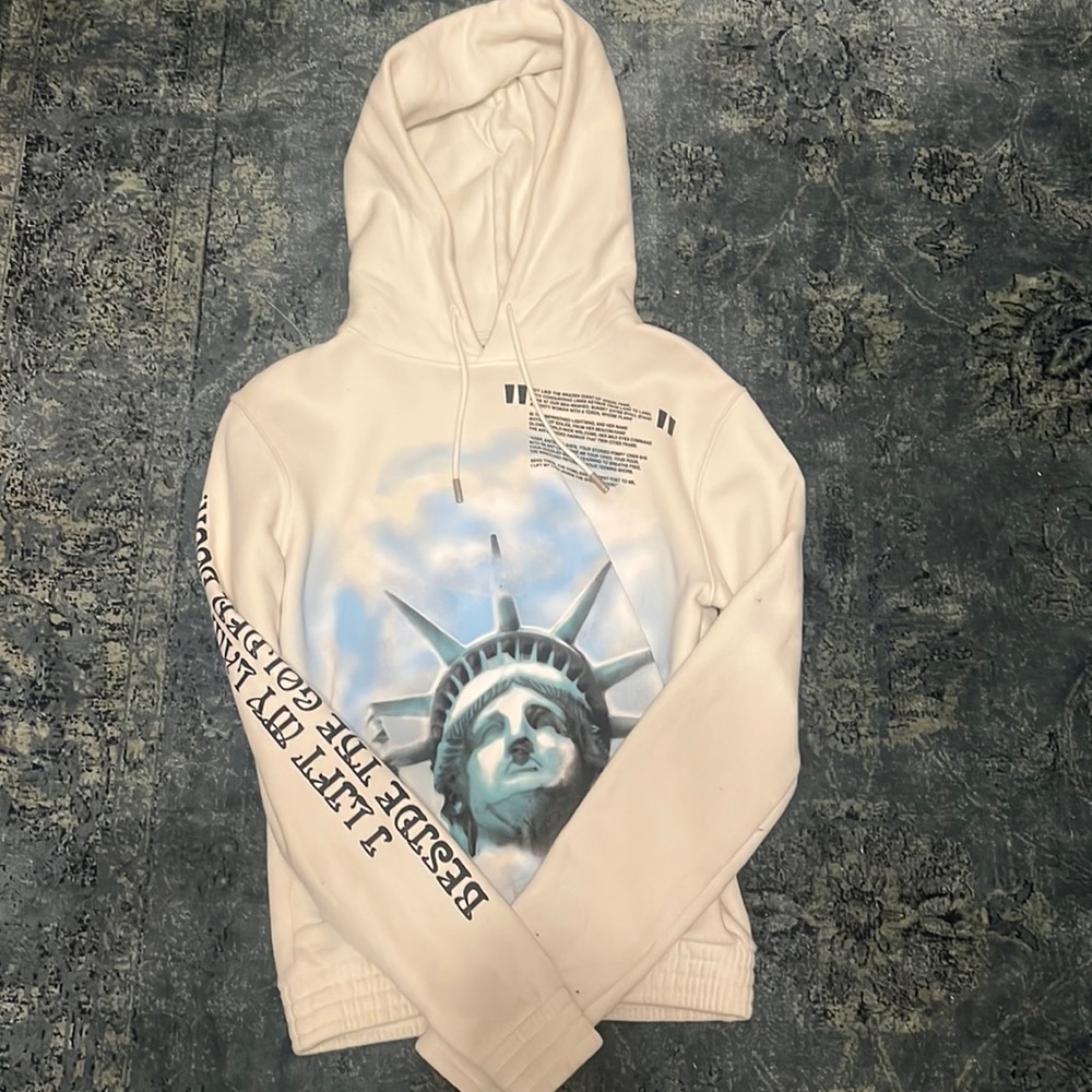 Mens Off white Statue of Liberty hoodie